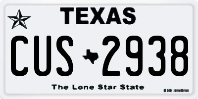 TX license plate CUS2938