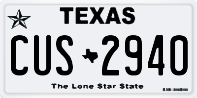 TX license plate CUS2940