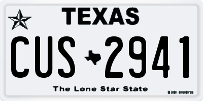 TX license plate CUS2941