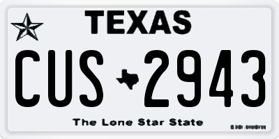 TX license plate CUS2943