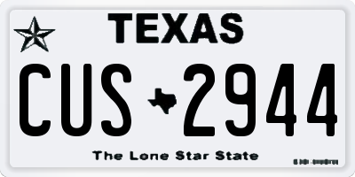 TX license plate CUS2944