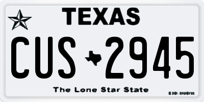 TX license plate CUS2945