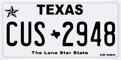 TX license plate CUS2948
