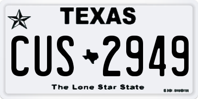 TX license plate CUS2949
