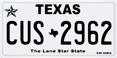 TX license plate CUS2962