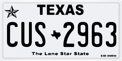TX license plate CUS2963