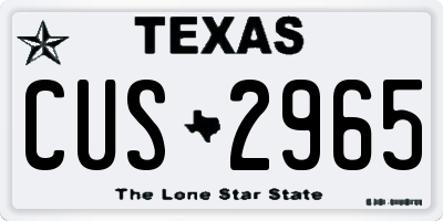 TX license plate CUS2965