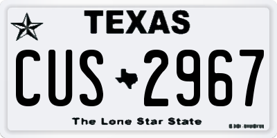 TX license plate CUS2967