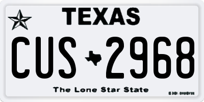 TX license plate CUS2968