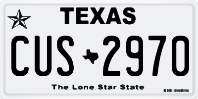 TX license plate CUS2970