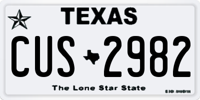 TX license plate CUS2982