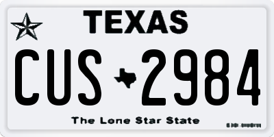 TX license plate CUS2984