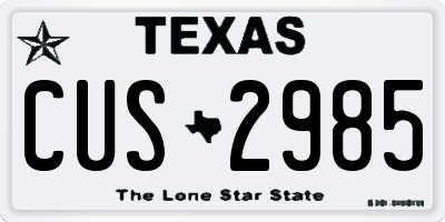 TX license plate CUS2985