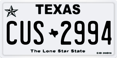 TX license plate CUS2994
