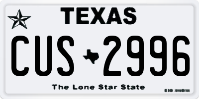 TX license plate CUS2996
