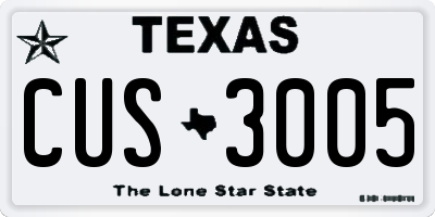 TX license plate CUS3005