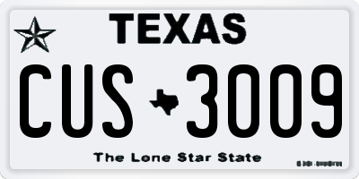 TX license plate CUS3009