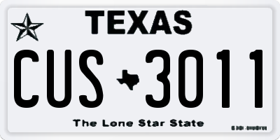 TX license plate CUS3011