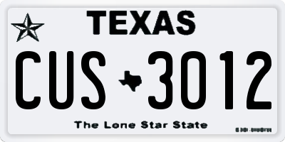 TX license plate CUS3012