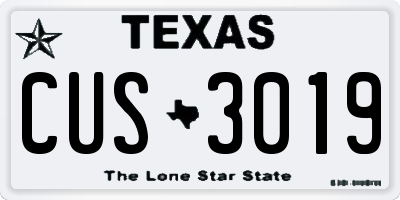 TX license plate CUS3019
