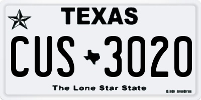 TX license plate CUS3020