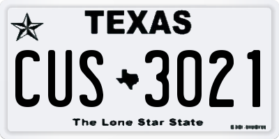 TX license plate CUS3021