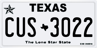 TX license plate CUS3022
