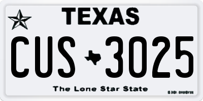 TX license plate CUS3025