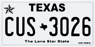 TX license plate CUS3026