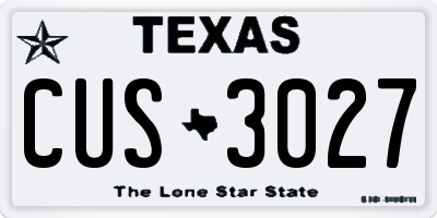 TX license plate CUS3027