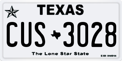 TX license plate CUS3028