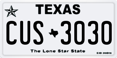 TX license plate CUS3030