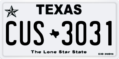 TX license plate CUS3031