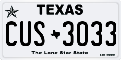 TX license plate CUS3033