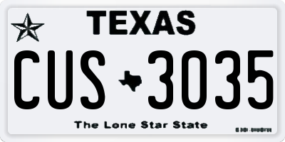 TX license plate CUS3035