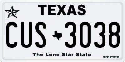 TX license plate CUS3038