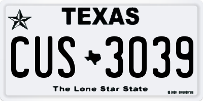 TX license plate CUS3039