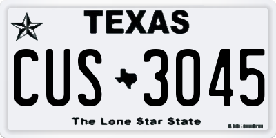 TX license plate CUS3045