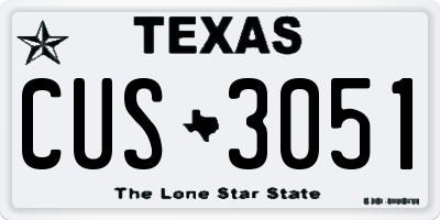 TX license plate CUS3051