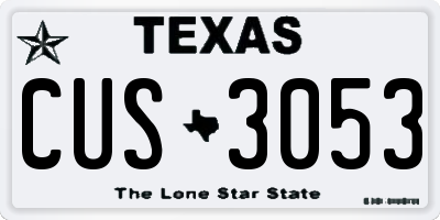 TX license plate CUS3053