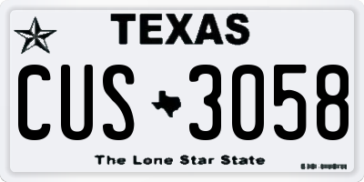 TX license plate CUS3058
