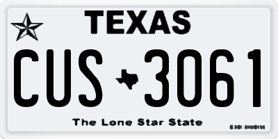 TX license plate CUS3061