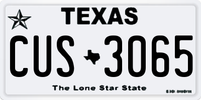 TX license plate CUS3065