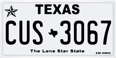 TX license plate CUS3067