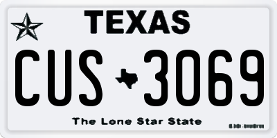 TX license plate CUS3069