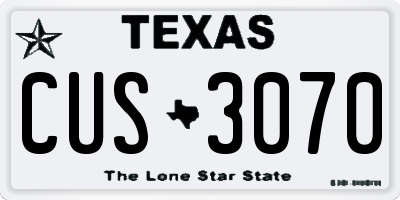 TX license plate CUS3070