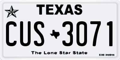 TX license plate CUS3071