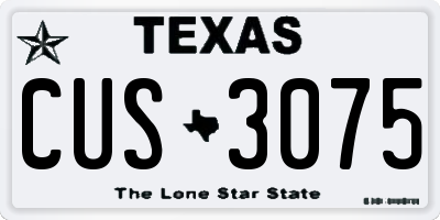 TX license plate CUS3075