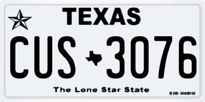 TX license plate CUS3076