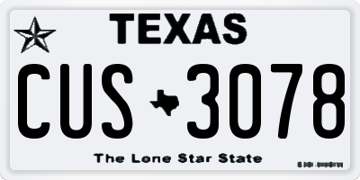 TX license plate CUS3078